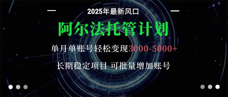 阿尔法托管计划 单账号月入3000-5000，长期稳定项目，新手小白轻松上手。-翻身站