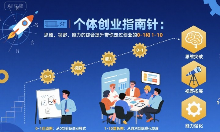 个体创业指南针，思维、视野、能力的综合提升带你走过创业的0-1和1-10【音频】-翻身站