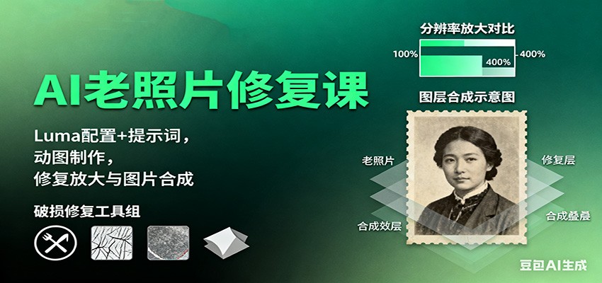 AI老照片修复课:Luma配置+提示词,动图制作,修复放大与图片合成-翻身站