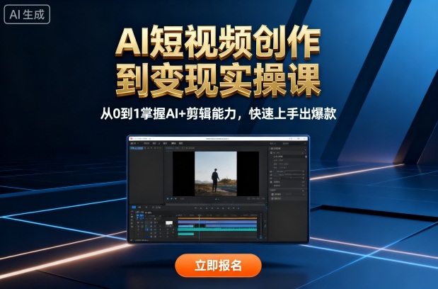 AI短视频创作到变现实操课，从0到1掌握AI+剪辑能力，快速上手出爆款(更新10月)-翻身站