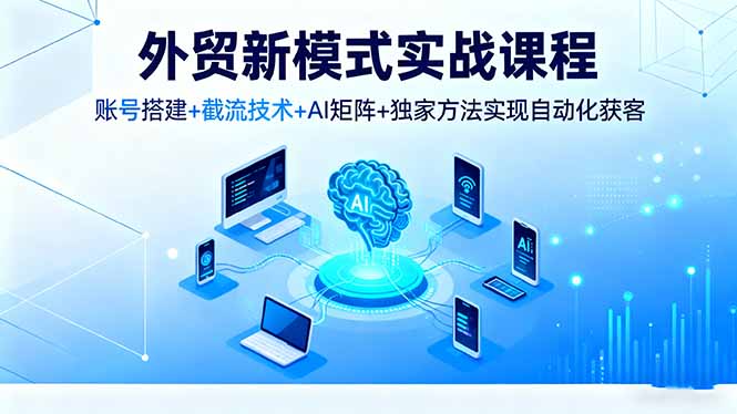 外贸新模式实战课程，账号搭建+截流技术+AI矩阵+独家方法实现自动化获客-翻身站