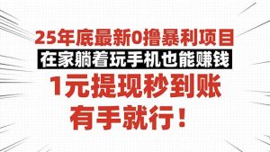 25年底最新0撸暴利项目，在家躺着玩手机也能赚钱，1元提现秒到账，有手...-翻身站