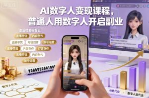 AI数字人变现课程,普通人用数字人开启副业-翻身站