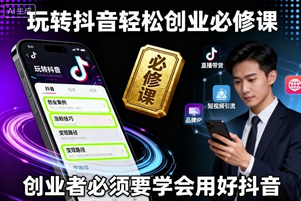 玩转抖音轻松创业必修课，创业者必须要学会用好抖音-翻身站