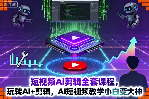 短视频Ai剪辑全套课程，玩转AI+剪辑，AI短视频教学小白变大神-翻身站