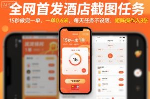 全网首发酒店截图任务，15秒做完一单，一单0.6米，每天任务不设限，矩阵操作日入3张【揭秘】-翻身站