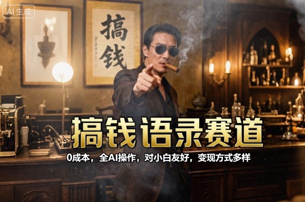 搞钱语录赛道，0成本，全AI操作，对小白友好，变现方式多样-翻身站