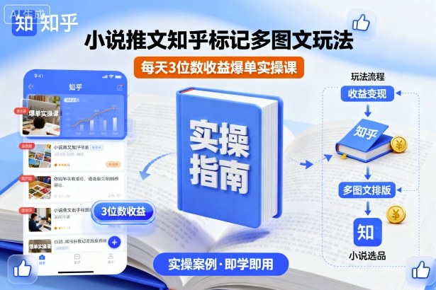 小说推文知乎标记多图文玩法，每天3位数收益爆单实操课-翻身站