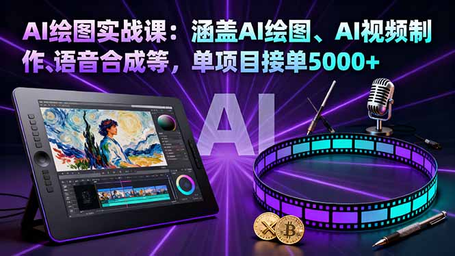 AI绘图实战课：涵盖AI绘图、AI视频制作、语音合成等，单项目接单5000+-翻身站