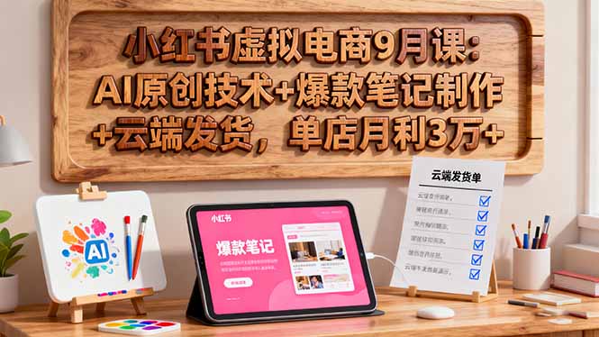 小红书虚拟电商9月课：AI原创技术+爆款笔记制作+云端发货，单店月利3万+-翻身站