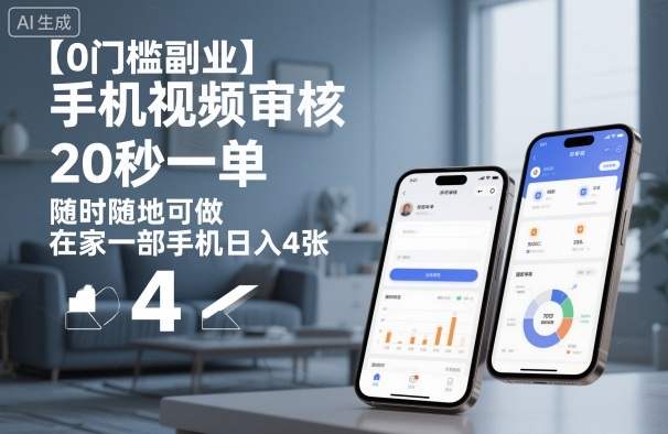 【0门槛副业】手机视频审核，20秒一单，随时随地可做，在家一部手机日入4张【揭秘】-翻身站