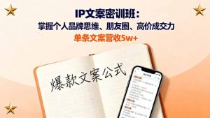 IP文案密训班：掌握个人品牌思维、朋友圈、高价成交力，单条文案营收5w+-翻身站