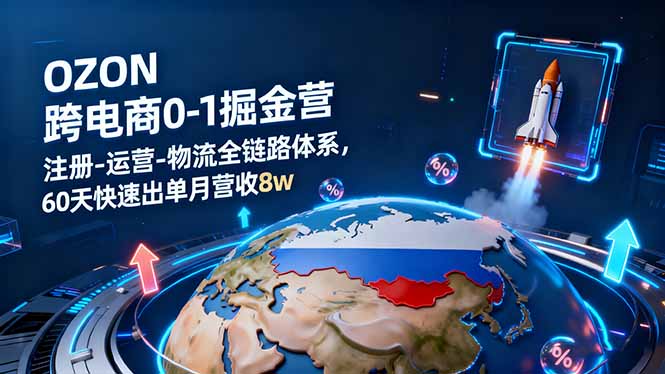 OZON跨境电商0-1掘金营：注册-运营-物流全链路体系，60天快速出单月营收8w-翻身站