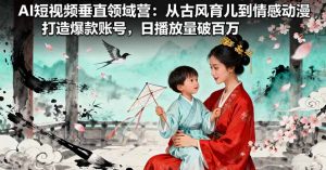 AI短视频垂直领域营：从古风育儿到情感动漫，打造爆款账号,日播放量破百万-翻身站