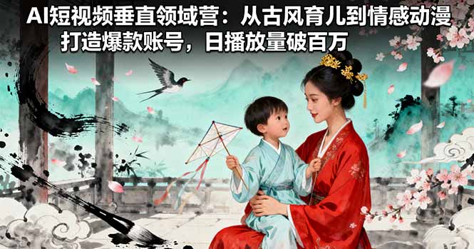 AI短视频垂直领域营：从古风育儿到情感动漫，打造爆款账号,日播放量破百万-翻身站