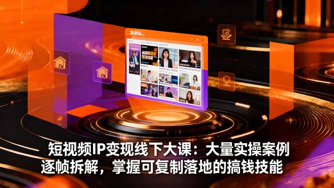 短视频IP变现线下大课:大量实操案例逐帧拆解,掌握可复制落地的搞钱技能-翻身站
