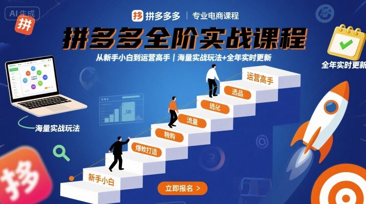 拼多多全阶实战课程,从新手小白到运营高手,海量实战玩法+全年实时更新【2025年10月更新】-翻身站