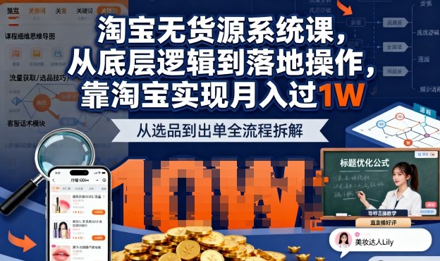 2025最新淘宝无货源系统课，从底层逻辑到落地操作，靠淘宝实现月入过1W-翻身站