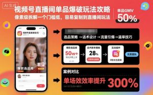 视频号直播间单品爆破玩法攻略，像素级拆解一个门槛低，容易复制到直播间玩法-翻身站