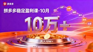拼多多稳定盈利课-10月,强付费SOP+微付费高投产+活动矩阵,单店月入10万+-翻身站