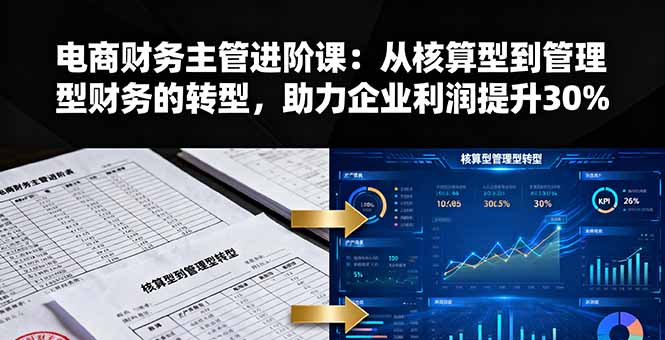 电商财务主管进阶课：从核算型到管理型财务的转型，助力企业利润提升30%-翻身站