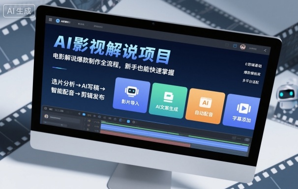 AI影视解说项目，电影解说爆款制作全流程，新手也能快速掌握-翻身站