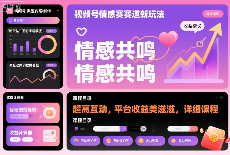 视频号情感赛道新玩法,超高互动,平台收益美滋滋,详细课程-翻身站