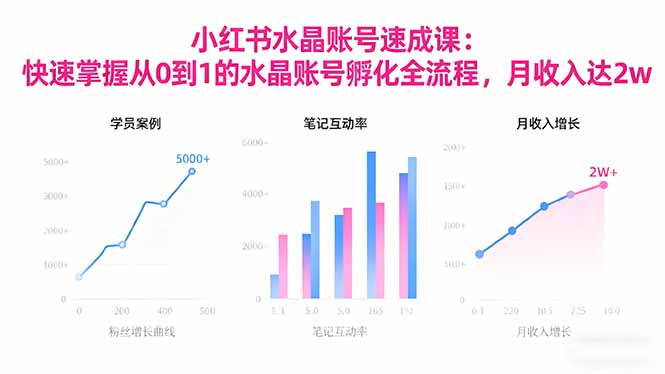 2025小红书水晶账号速成课:快速掌握从0-1水晶账号孵化全流程,月收入达2w-翻身站