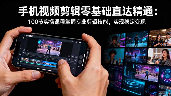 手机视频剪辑零基础直达精通：100节实操课程掌握专业剪辑技能，实现稳...-翻身站