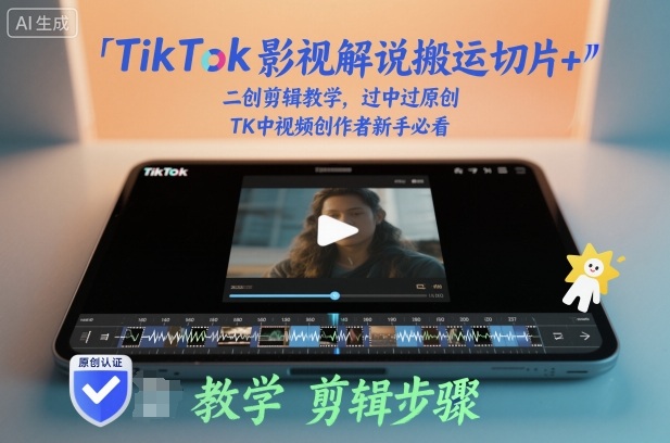 TikTok影视解说搬运切片+二创剪辑教学，过中过原创，TK中视频创作者新手必看-翻身站