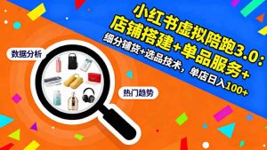 小红书虚拟陪跑3.0：店铺搭建+单品服务+细分铺货+选品技术，单店日入100+-翻身站