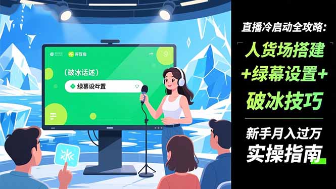 直播冷启动全攻略:人货场搭建+绿幕设置+破冰技巧，新手月入过万实操指南-翻身站