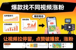 爆款找不同视频涨粉，让视频拉停留，实现点赞，破播放，涨粉-翻身站