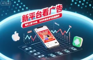 新台看广告，养好机一条5毛到5块，单机日入30到100，支持苹果安卓，可批量操作。-翻身站