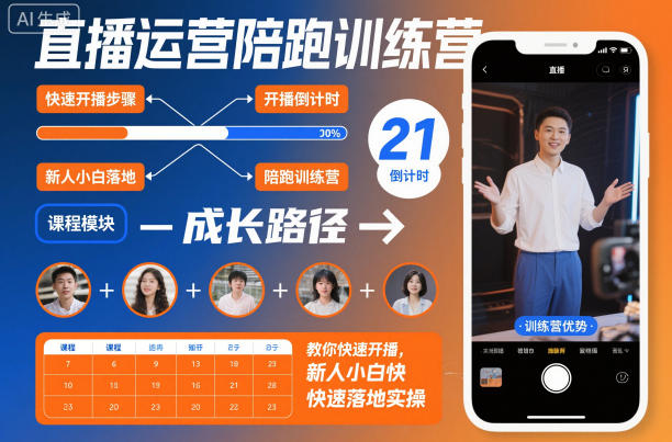 直播运营陪跑训练营，教你快速开播，新人小白快速落地实操-翻身站