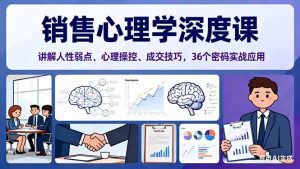 销售心理学深度课，讲解人性弱点、心理操控、成交技巧，36个密码实战应用-翻身站