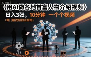 用AI做各地首富人物介绍视频，日入3张，10分钟一个视频-翻身站