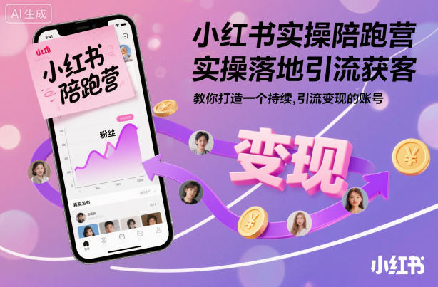 小红书实操陪跑营，实操落地引流获客，教你打造一个持续引流变现的账号-翻身站