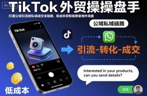 TikTok外贸操盘手，打通公域引流到私域成交全链路，低成本获取高质量海外询盘-翻身站
