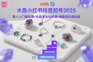 水晶小红书抖音起号2025,新人入门基础课+水晶专业知识课+销售知识进阶课-翻身站