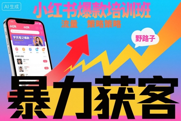 小红书爆款培训班,小红书获客野路子流量打法,暴力持续获客-翻身站