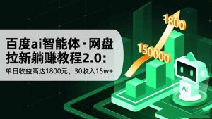 百度ai智能体·网盘拉新躺赚教程2.0：单日收益高达1800元，30收入15w+-翻身站