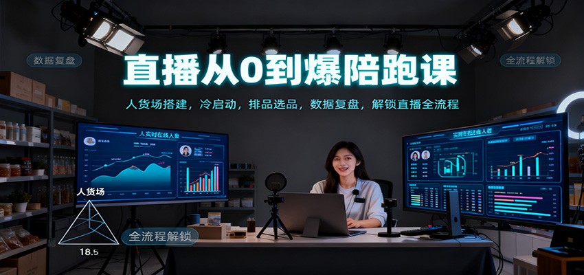 直播从0到爆陪跑课：人货场搭建，冷启动，排品选品，数据复盘，解锁直播全流程-翻身站