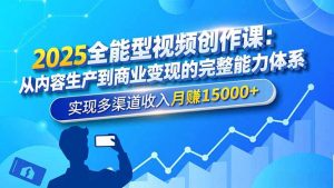 2025全能型视频创作课:从内容生产到商业变现的完整能力体系,实现多渠道收入月赚15000+-翻身站