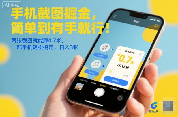 手机截图掘金，简单到有手就行！两张截图就能賺0.7米，一部手机轻松搞定，日入3张【揭秘】-翻身站