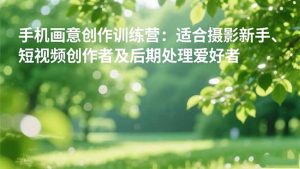 手机摄影之画意创作训练营:适合摄影新手、短视频创作者及后期处理爱好者-翻身站