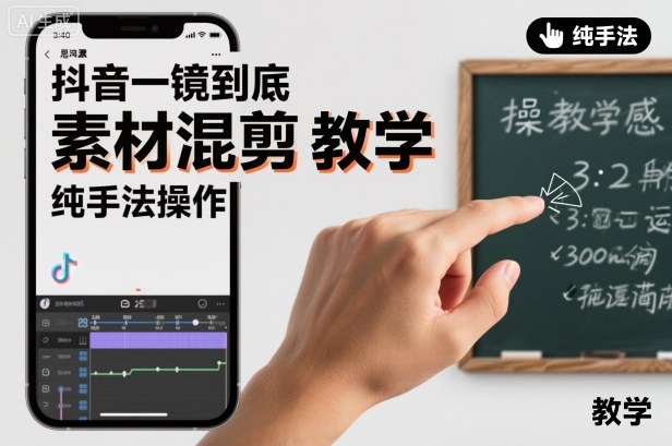 抖音一镜到底素材混剪教学，纯手法操作-翻身站