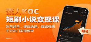 素人KOC短剧小说变现课：账号起号，爆款选题，双端剪辑，千万热门实操教学-翻身站