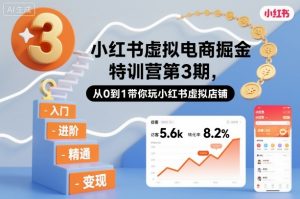 小红书虚拟电商掘金特训营第3期,从0到1带你玩小红书虚拟店铺-翻身站