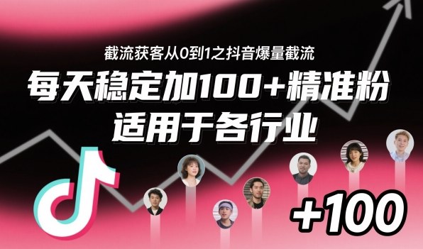 截流获客从0到1之抖音爆量截流,每天稳定加100+精准粉,适用于各行业-翻身站